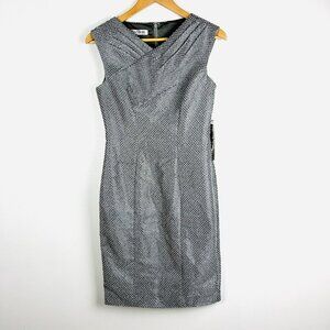 NWT Kay Unger Pleated Metalic Sheath Dress sz 2 Shimmery Wedding Guest Party